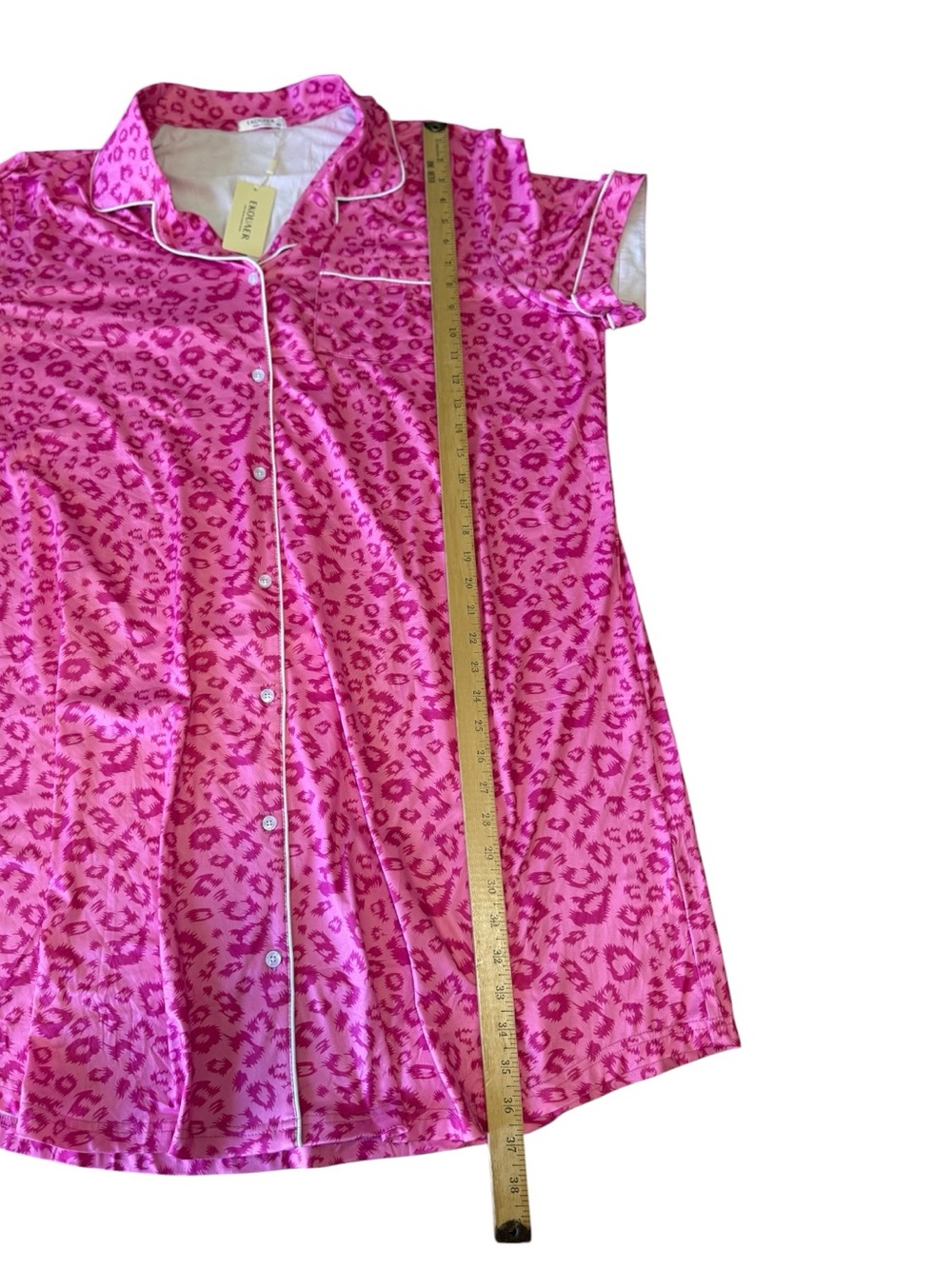 Ekouaer Nightgown for Women Button Sleep Shirt V Neck Pajama Dress Pink - Picture 12 of 13